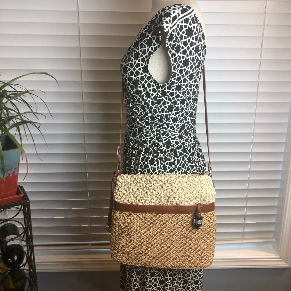 Brighton Straw large crossbody bag